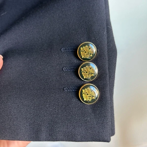 Italian Pure Virgin wool 44 Gold Button Double Breast Sport Coat academia preppy - Picture 6 of 16